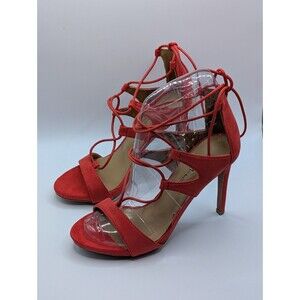 Anne Michelle Sugarlove 56M Coral Peep Toe Lace Up Stiletto Heels Size 6